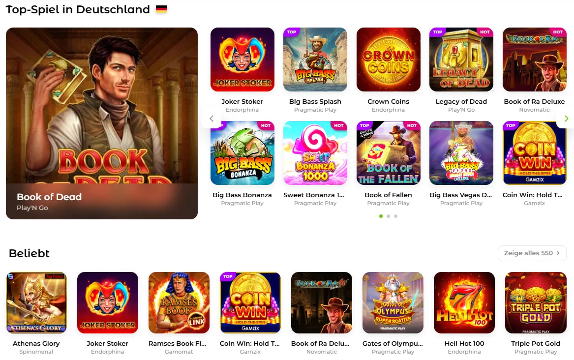 Top Verde Casino Spiele wie Plinko und Slots